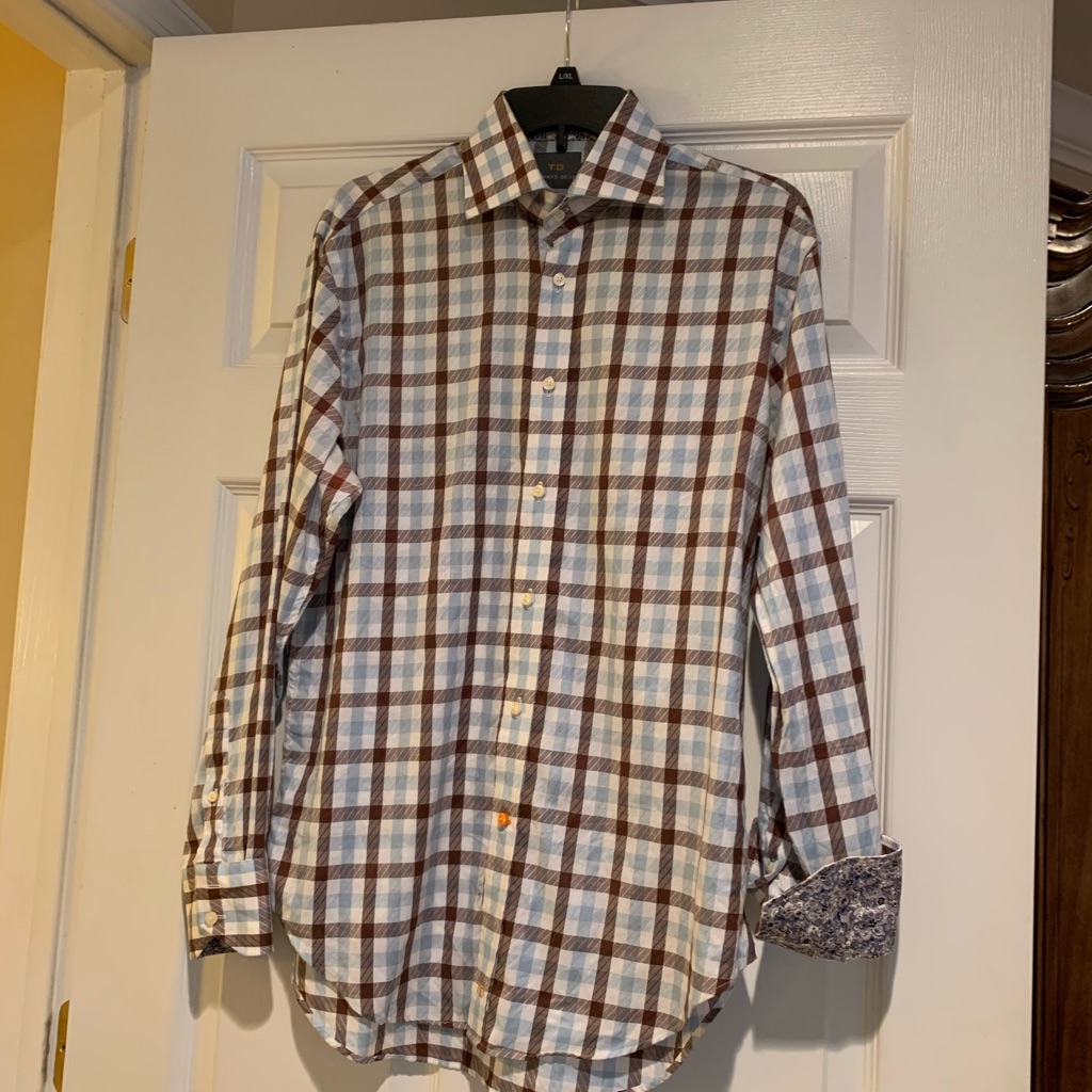 Thomas Dean Flip Cuff Button Down Shirt Euc